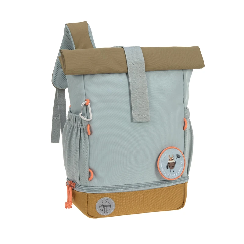 LÄSSIG Nursery Backpack Children's Backpack Rolltop with Chest Strap Water-Repellent 11 Litres/Mini Rolltop Backpack, Nature Light Blue, standard size, Children's backpack - Image 1