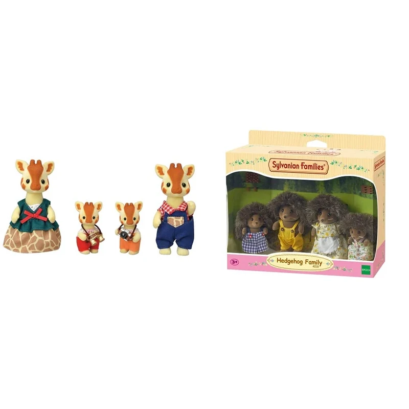 Sylvanian Families 5639 Giraffe Family Figures for Dollhouse,20 x 5.58 x 17 cm & Hedgehog Family