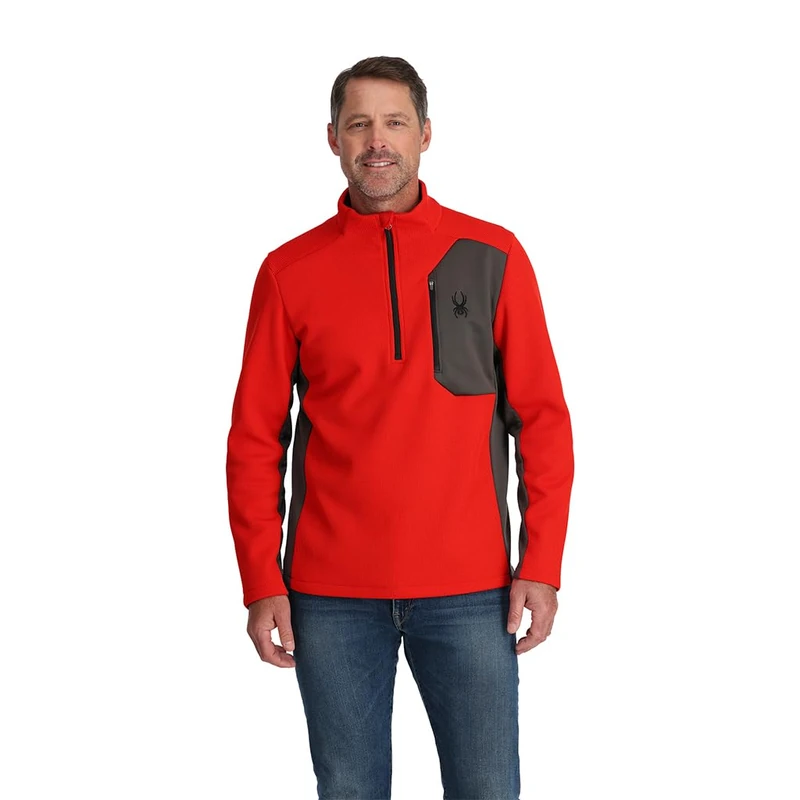 Spyder Men's Bandit 1/2 Zip Fleece Jacket, Volcano, M