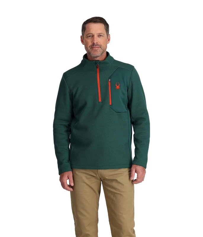 Spyder Men's Bandit Hybrid Half Zip Fleece Jacket, Cypress Green, M - Image 1