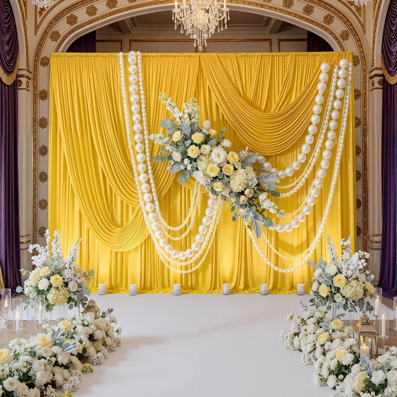 20ft x 10ft Wrinkle Free Yellow Backdrop Curtains for Parties, Thick Fabric Lemon Backdrop Drapes for Weddings Bee Sunflower Birthday Background Baby Shower Decorations - Image 1