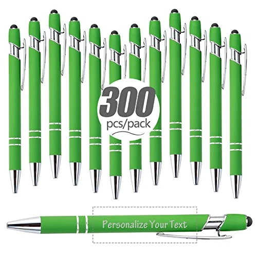 Personalized Ballpoint Pens Engraving Text- Custom Ballpoint pen, Touch pen, Retractable Medium Refill Pen Black Ink, Custom Gifts for Men, Women, office/study pen, Optional up to 300 pens