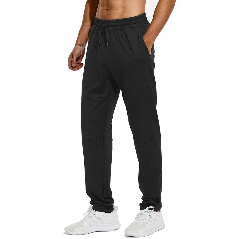HODOSPORTS 32"/34"/36" Inseam Tall Mens Sweatpants Zipper Pocket Extra Tall Joggers Workout Pants, Black, Medium