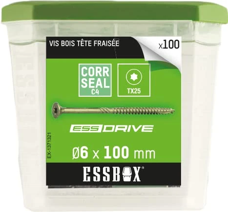 Scell-it Wood Screws Wood Shell Screws Diameter 6 mm Box of 100 EX-1371321 Diameter 6 mm x 100 mm