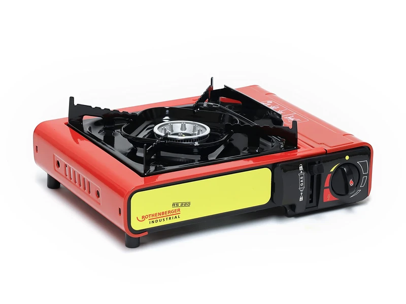 ROTHENBERGER Industrial Compact outdoor gas/gas cartridges/camping stove gourmet gas stove with overheating protection and carry case 2.0 kW, 150 g/h