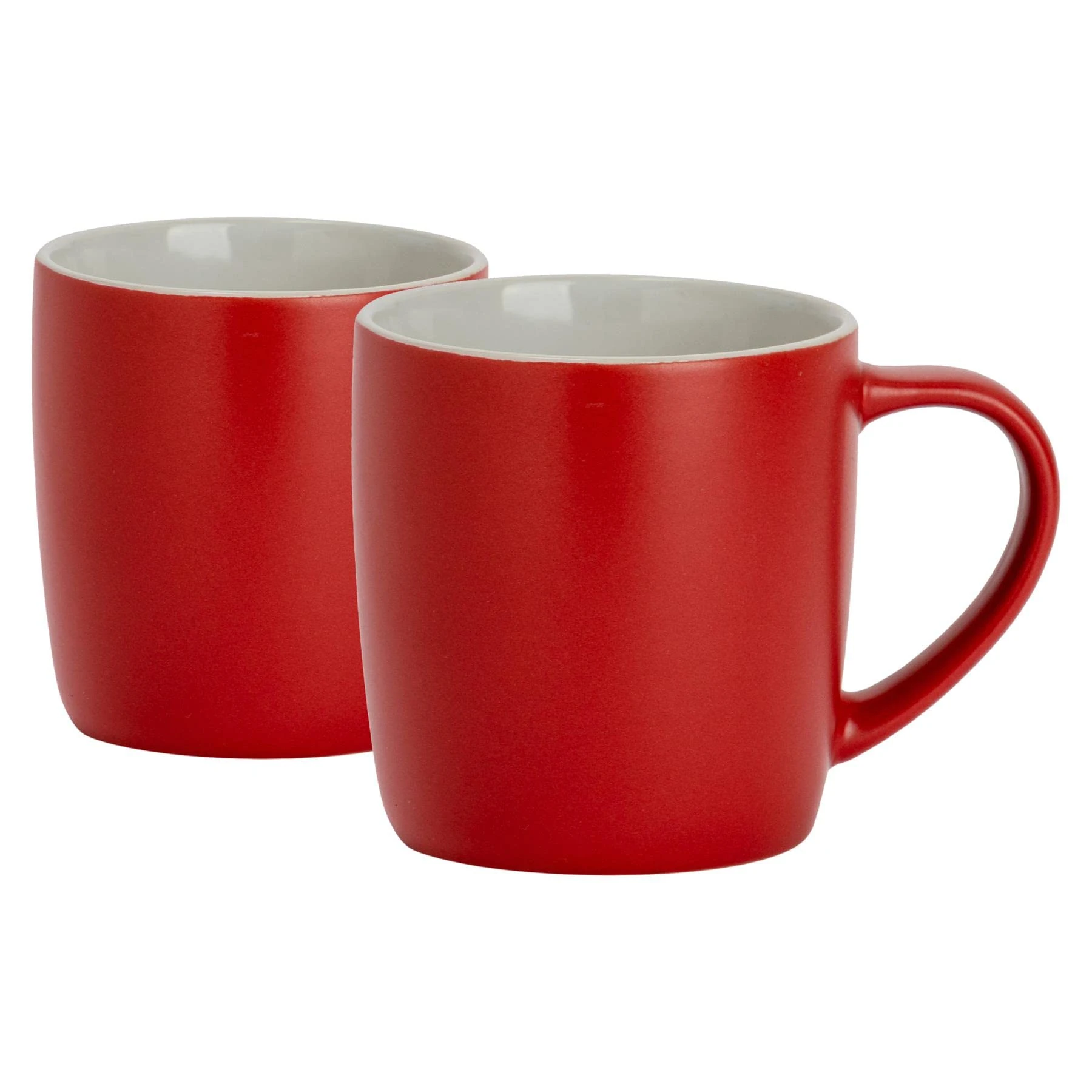 Argon Tableware Coloured Coffee Mugs - Matte Red - 350ml - Pack of 2 - Matt Ceramic Stoneware Latte Cappuccino Cups Hot Chocolate Cups Colourful Mug Set with Handle