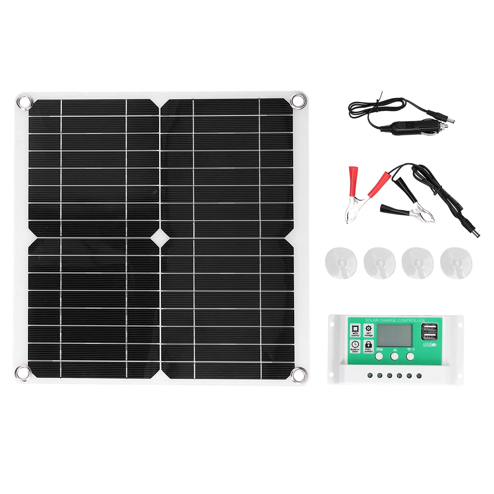 VIFERR Solar Panel Kit 40W 18V Monocrystalline Silicon Flexible Solar Panel Module with 20A Solar Charge Controller for Motorhome Balcony Boat Campervan