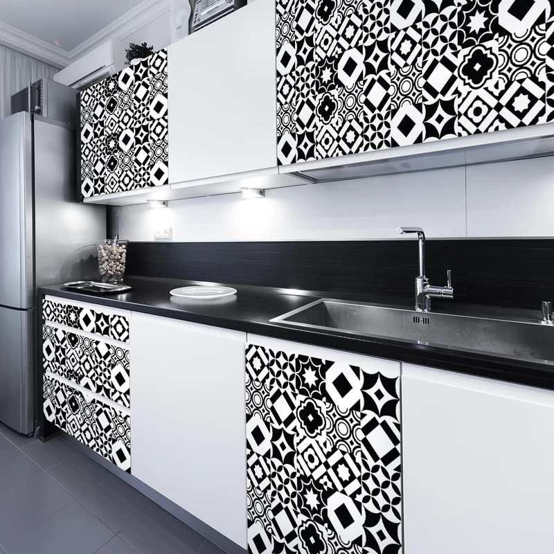 Ambiance Sticker Self-Adhesive Decorative Wall Decal Cement Tile for Bathroom and Kitchen Campuzano- Pack of 60 Stickers of 15 x 15 cm