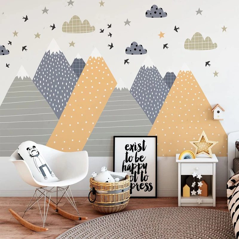 Jika Children's Wall Stickers – Giant Wall Sticker – Scandinavian Mountains – 100 x 150 cm
