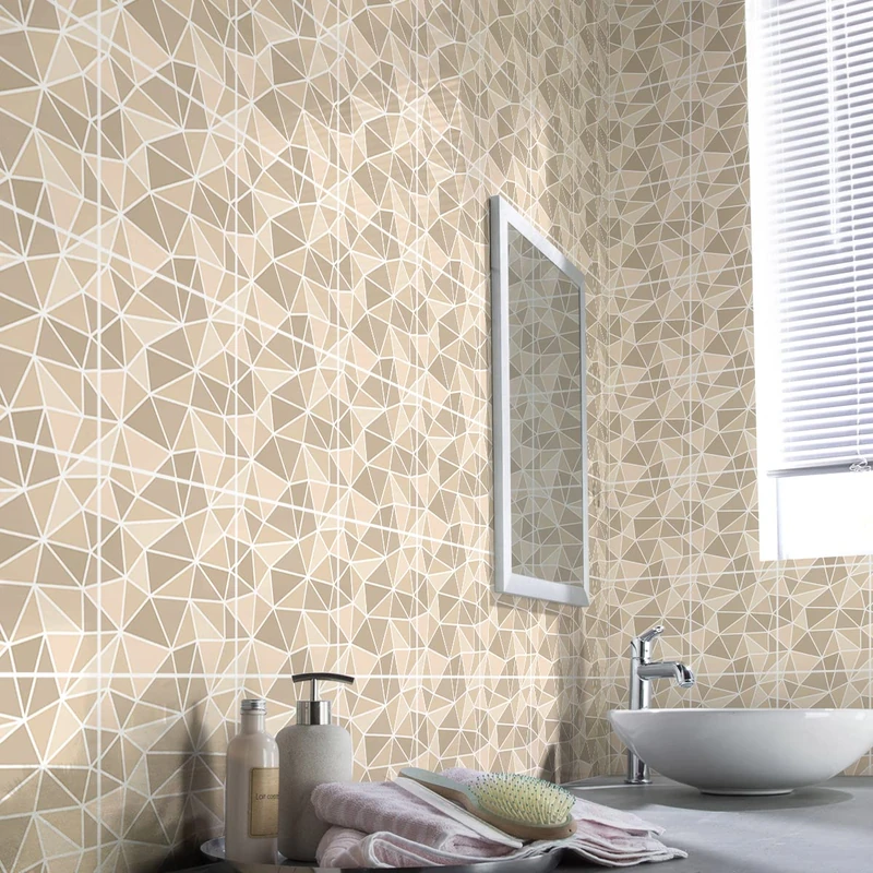 Ambiance Sticker Self-Adhesive Decorative Wall Decal Cement Tile for Bathroom and Kitchen Flora- Pack of 60 Stickers of 20 x 20 cm - Image 1