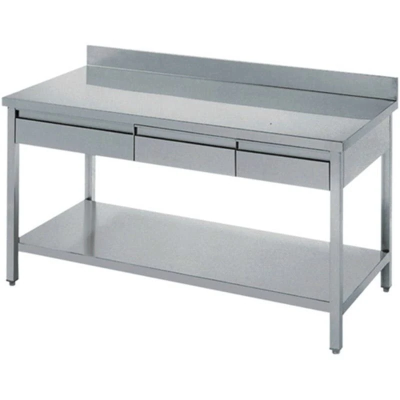 Stalwart DA-THATS127A Professional Work Table Stainless Steel Bottom Shelf Upstand 1200x700x900mm