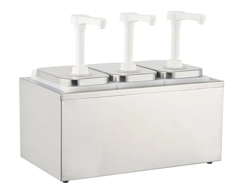 Stalwart DA-NHP003 Commercial Condiment/Sauce Pump Dispenser 3x2 Litre Stainless Steel