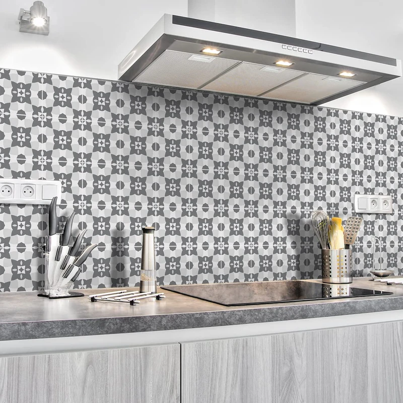 Ambiance Sticker Self-Adhesive Decorative Wall Decal Cement Tile for Bathroom and Kitchen Sheila - Pack of 60 Stickers of 15 x 15 cm