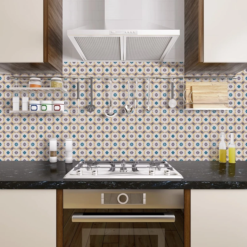 Ambiance Sticker Self-Adhesive Decorative Wall Decal Cement Tile for Bathroom and Kitchen Ezequiel - Pack of 60 Stickers of 15 x 15 cm