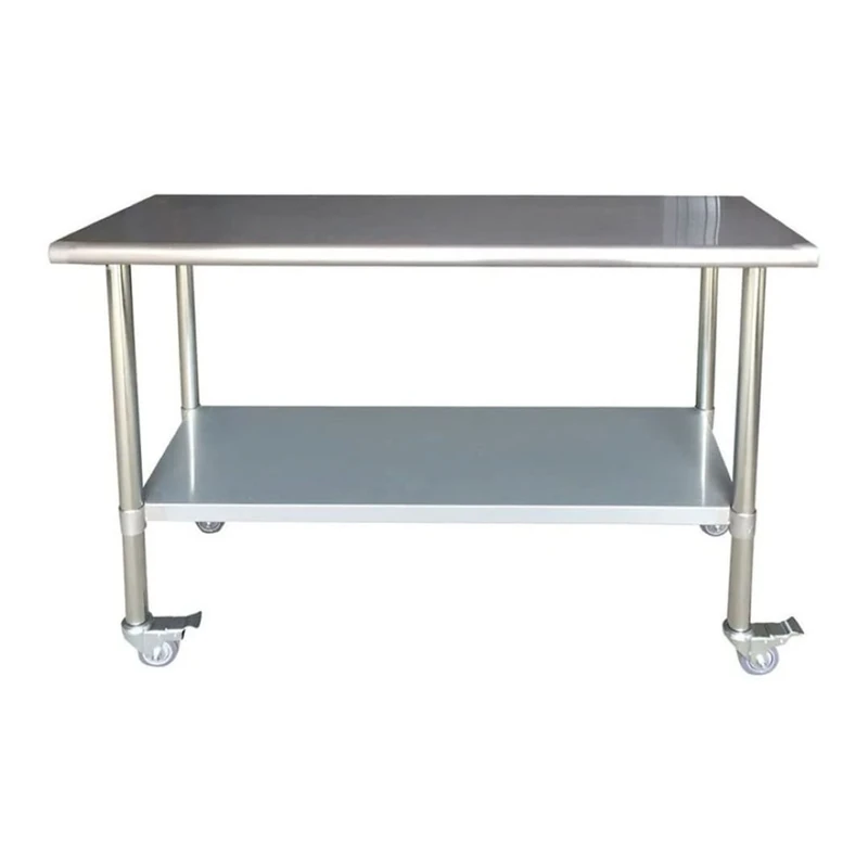 Stalwart DA-WTG750X1500C Commercial Mobile Work Table Stainless Steel Bottom Shelf 1500x750x900mm
