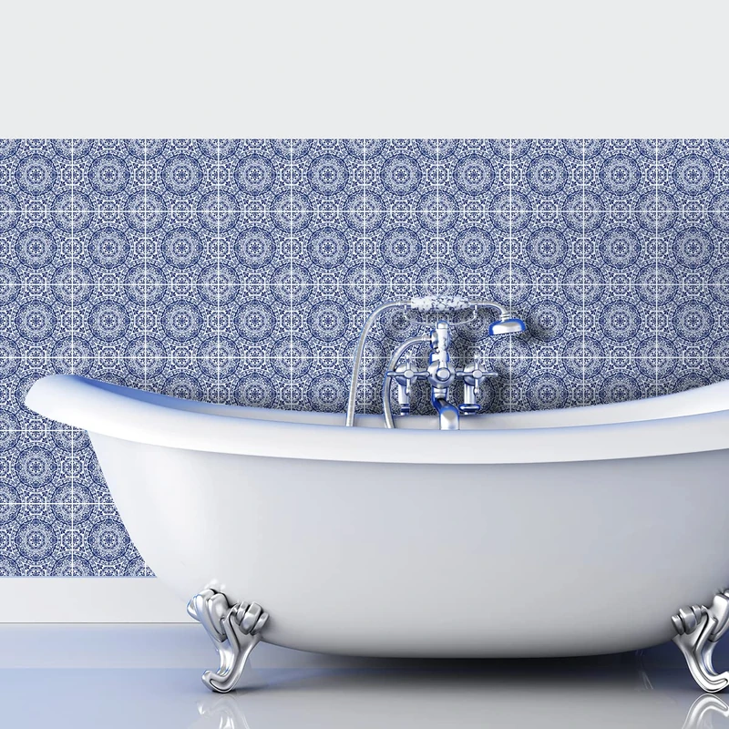 Ambiance Sticker Self-Adhesive Decorative Wall Decal Cement Tile for Bathroom and Kitchen Caressa - Pack of 60 Stickers of 15 x 15 cm