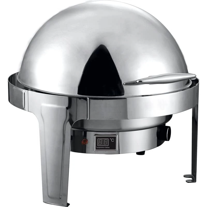 Stalwart DA-RA2101BE Roll top Chafer Electric Heating Round Stainless Steel Mirror Polish 6 litres
