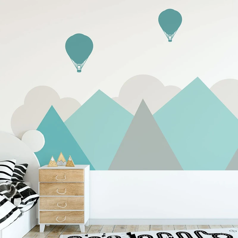 Children's Wall Stickers – Children's Room Decoration – Giant Wall Sticker for Children Scandinavian Mountains Oslo – 100 x 135 cm