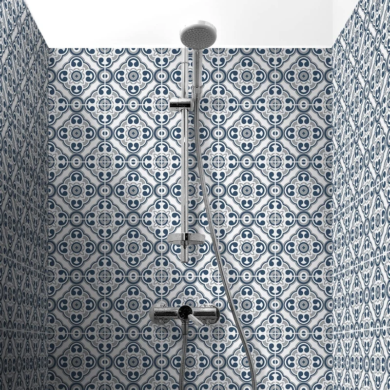 Ambiance Sticker Self-Adhesive Decorative Wall Decal Cement Tile for Bathroom and Kitchen Mikaela - Pack of 60 Stickers of 15 x 15 cm