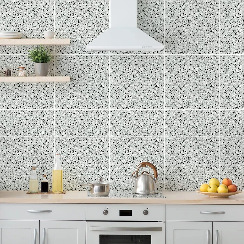 Ambiance Sticker Self-Adhesive Decorative Wall Decal Cement Tile for Bathroom and Kitchen Vito- Pack of 60 Stickers of 20 x 20 cm