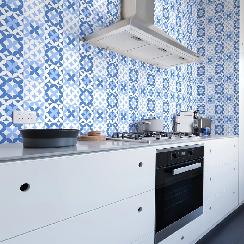 Ambiance Sticker Self-Adhesive Decorative Wall Decal Cement Tile for Bathroom and Kitchen Lorenz - Pack of 60 Stickers of 15 x 15 cm