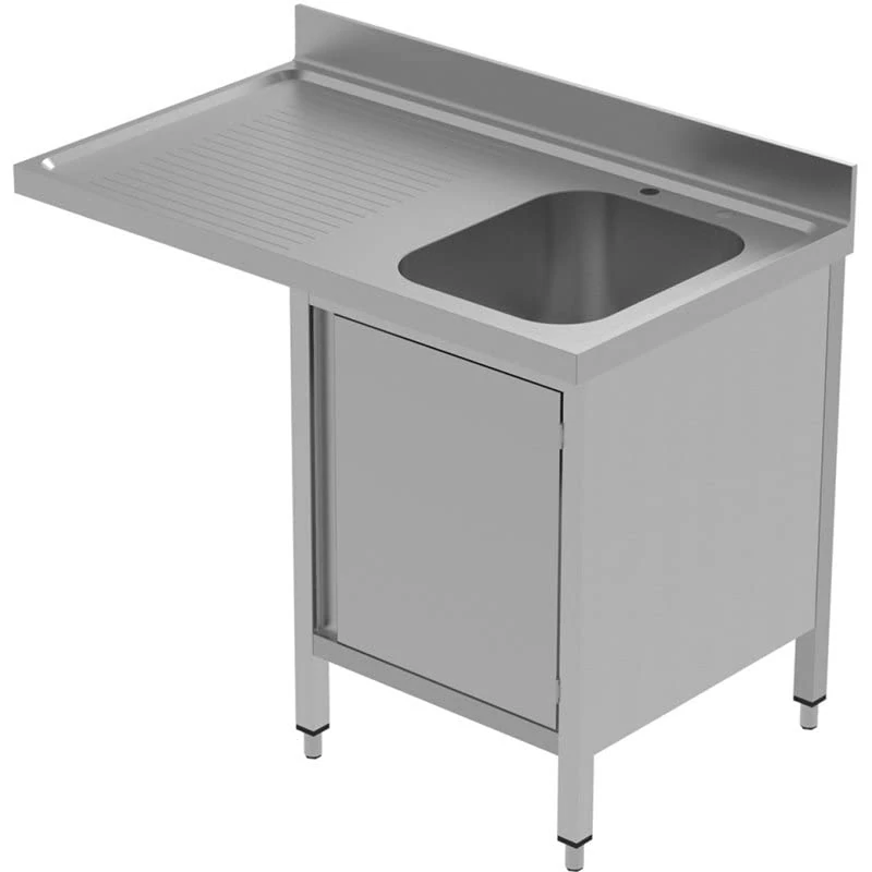 Stalwart DA-VSCH127RBS Commercial Sink for dishwashers with Cupboard 1 Bowl Right Splashback 1200mm Depth 700mm