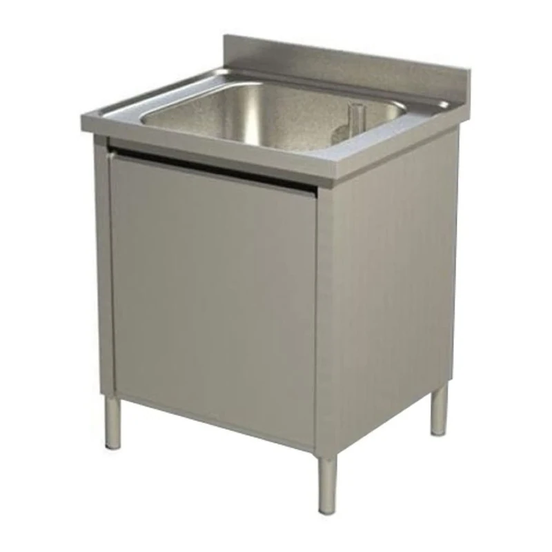 Stalwart DA-VSC86BS Commercial Sink with Cupboard Stainless Steel 1 Bowl Splashback Width 800mm Depth 600mm