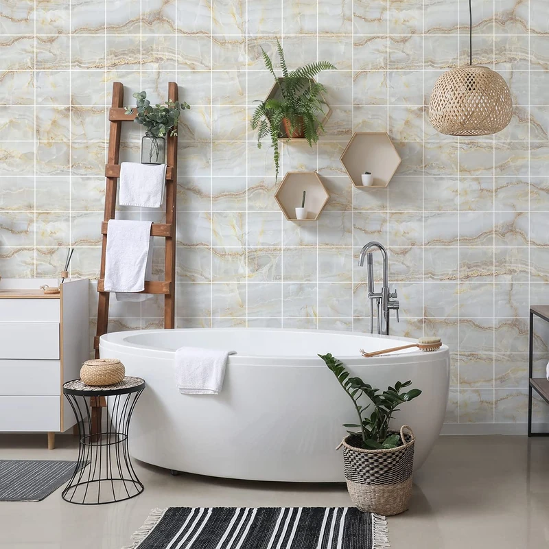 Ambiance Sticker Self-Adhesive Decorative Wall Decal Cement Tile for Bathroom and Kitchen Mabré de Los Vinos - Pack of 60 Stickers of 15 x 15 cm - Image 1