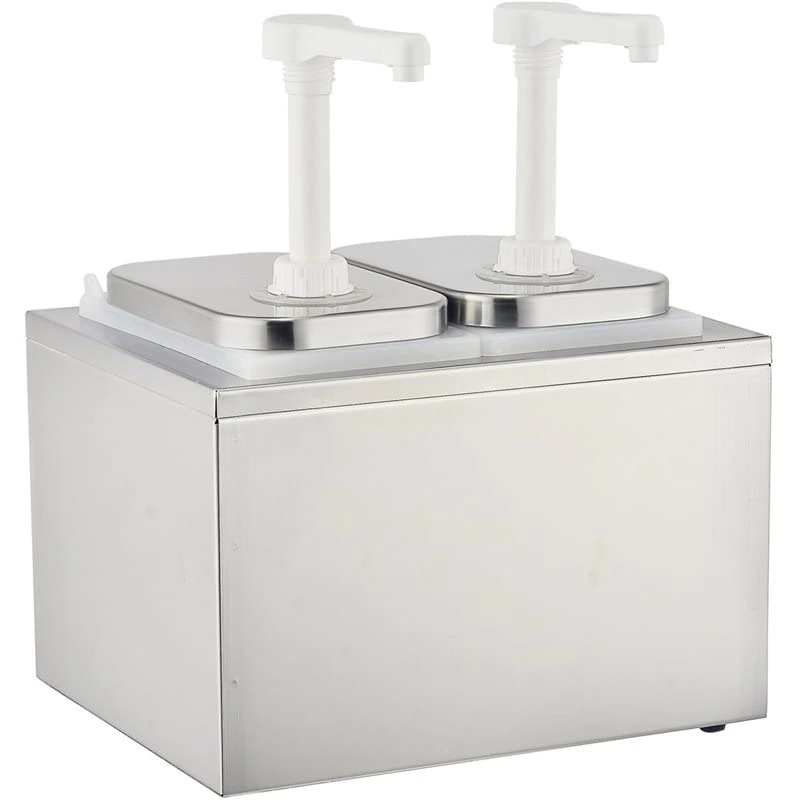 Stalwart DA-NHP002 Commercial Condiment/Sauce Pump Dispenser 2x2 Litre Stainless Steel