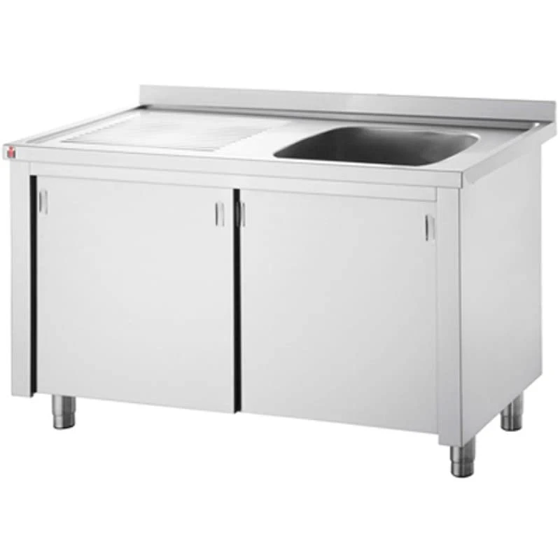 Stalwart DA-VSC127RBS Commercial Sink with Cupboard Stainless Steel 1 Bowl Right Splashback Width 1200mm Depth 700mm