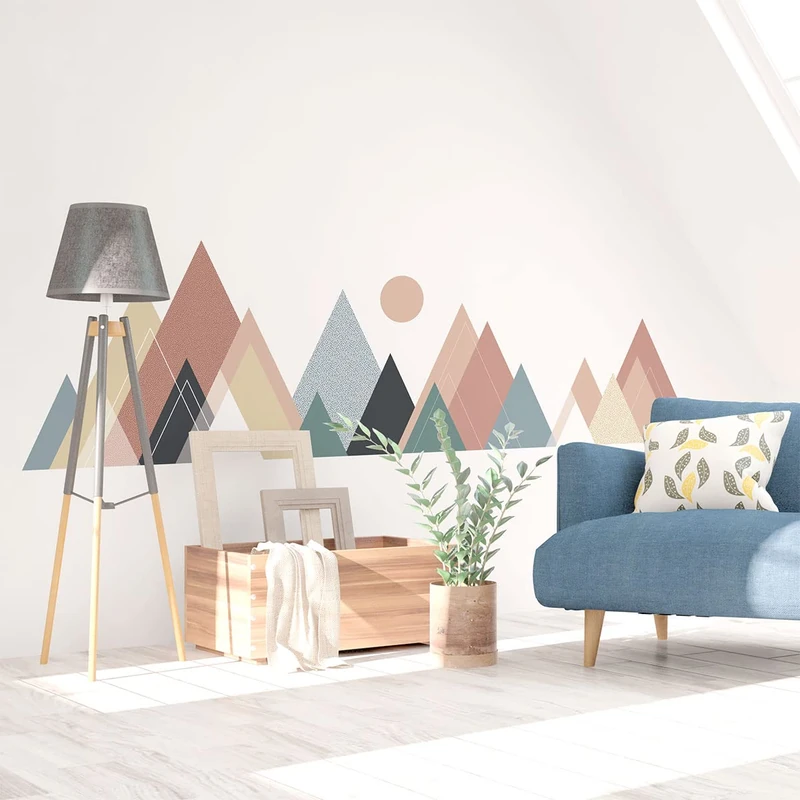 Ambiance Sticker Wall Stickers for Bedroom and Living Room Decoration - Scandinavian Mountains Columbiana Giant Wall Self Adhesive - H110 x L165 cm