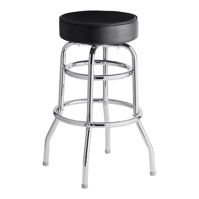 Stalwart DA-GS605B Black Double Ring Barstool with Thick seat
