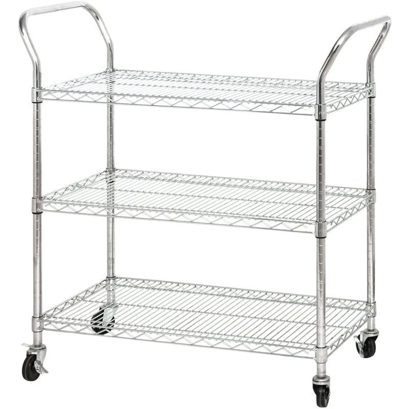 Stalwart DA-TR9045110A3CW Commercial Utility Cart Chrome Wire 3 Tier 900x450x1100mm