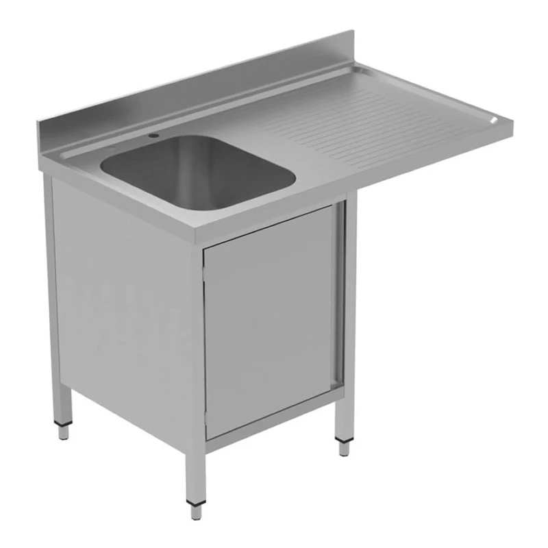 Stalwart DA-VSCH126LBS Commercial Sink for dishwashers with Cupboard 1 Bowl Left Splashback 1200mm Depth 600mm