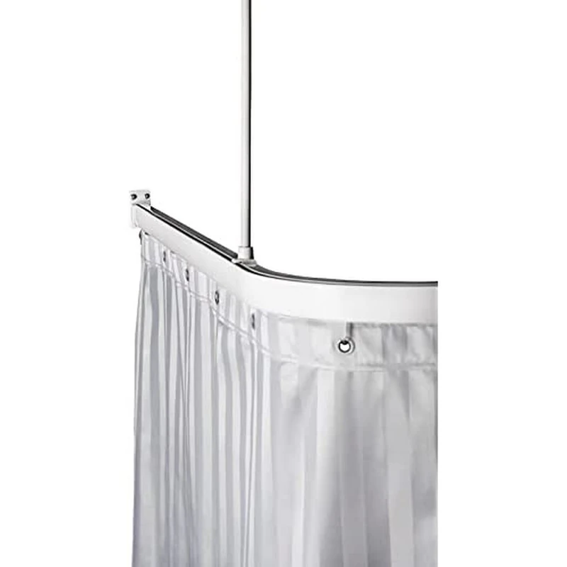 Leijma Stable Shower Curtain Rail, Aluminum Shower Curtain Rod with Ceiling Pendulum for Ceiling Bracket Screw-into Wall. Including Wall Brackets, 24 Pieces Slide & Hook