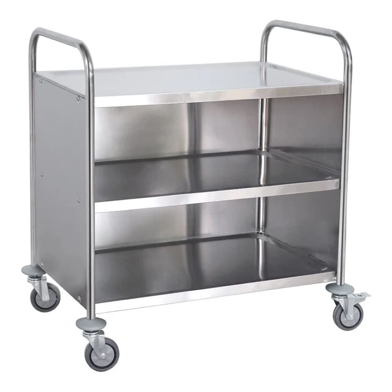 Stalwart DA-RST3AC Commercial Serving/Service/Clearing Trolley with Cabinet Stainless Steel 3 Tier 860x540x940mm