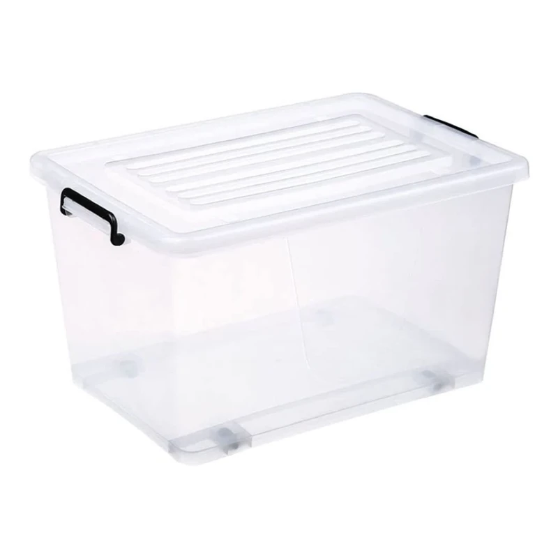 Stalwart DA-S1070 Polypropylene Storage Box with Wheels Lid Clips, 70 Litre, 630x433x355mm, Pack of 8