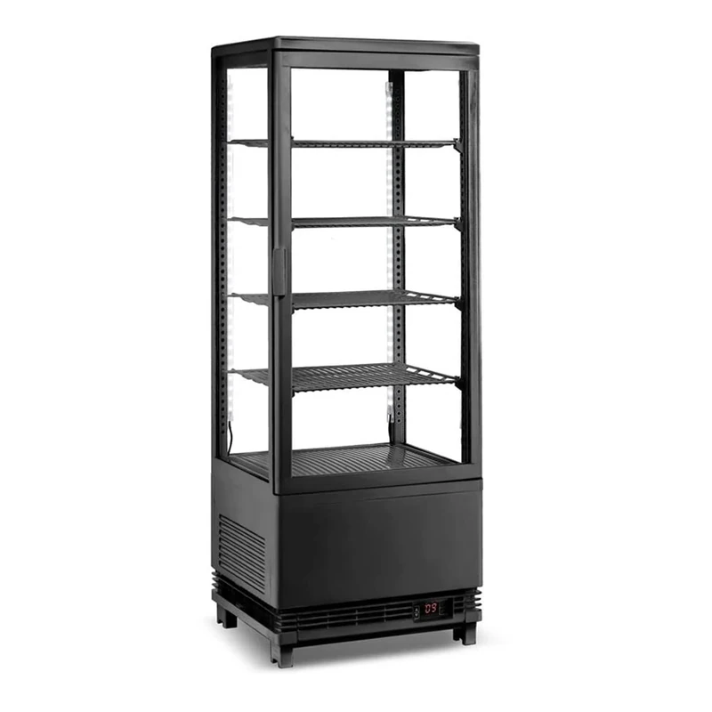 Adexa CL98B Countertop Display Fridge, 98L, 4 Shelves, Black, 1 Flat Door