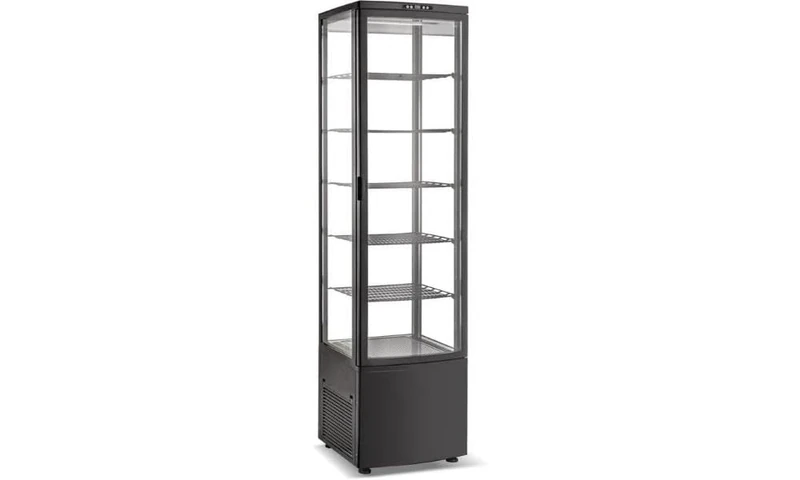 Stalwart DA-CL288B Upright Display Fridge 288 litres 4 Shelves Black 1 Flat Door