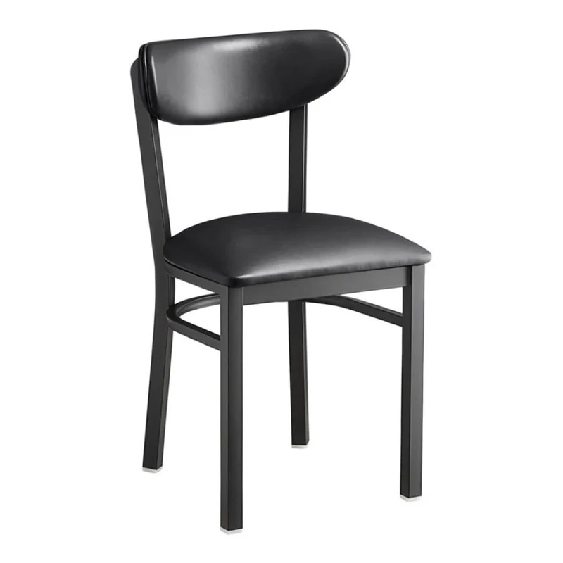 Adexa GS65VBLACKSEATBLACKBACK Black Steel Chair with Black Vinyl Cushion Seat