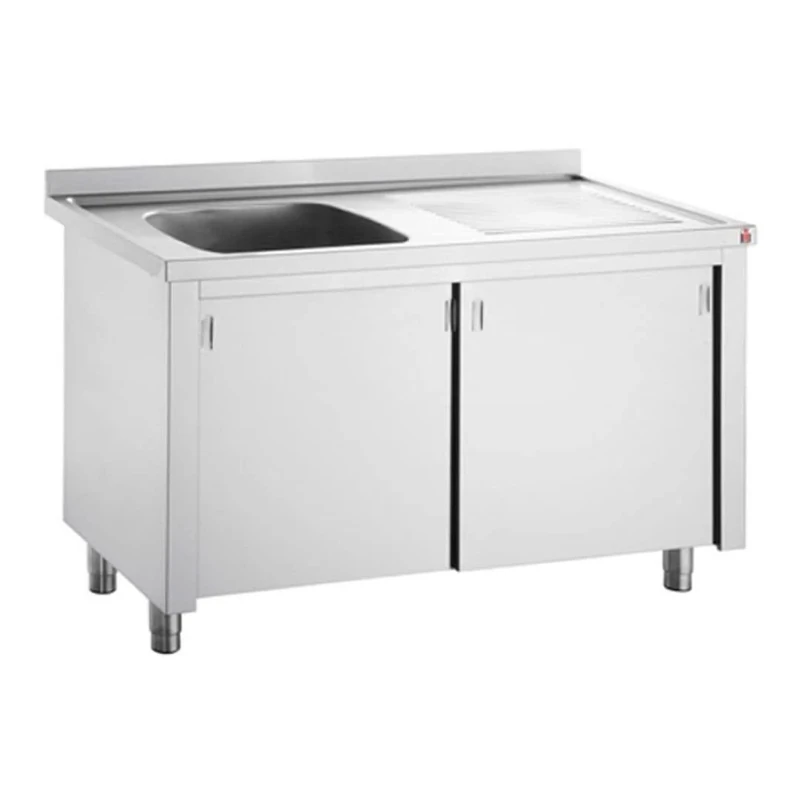 Stalwart DA-VSC107LBS Commercial Sink with Cupboard Stainless Steel 1 Bowl Left Splashback Width 1000mm Depth 700mm