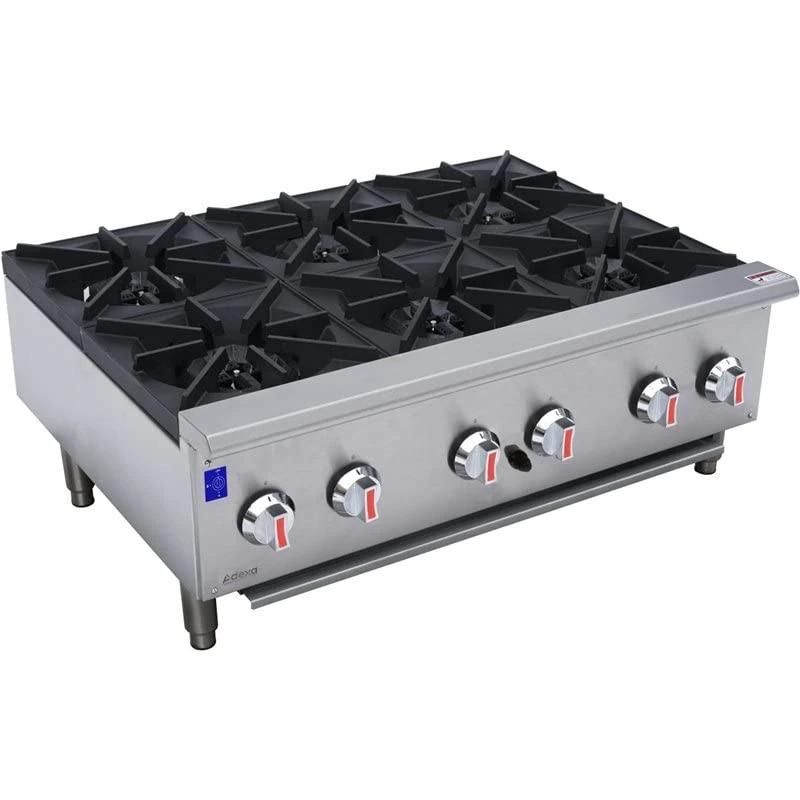 Stalwart DA-EHP6S Professional Gas Hotplate Cooker 6 Burners 42kW Countertop