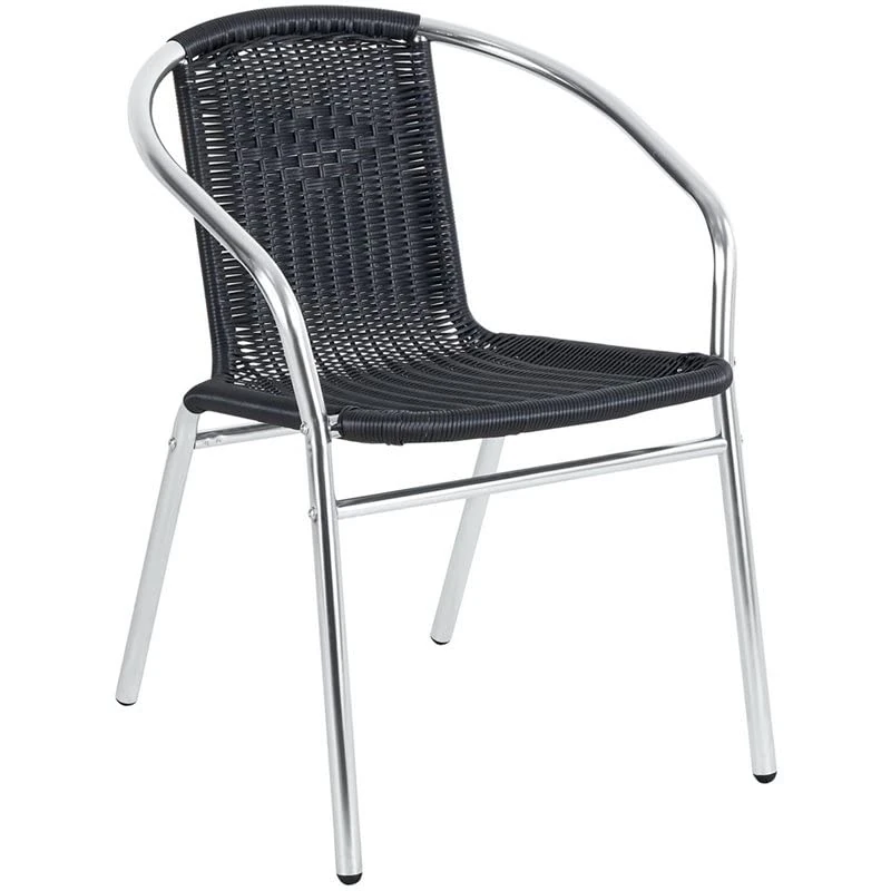Stalwart DA-SC020 Bistro Arm Chair Aluminium Black Wicker Indoors Outdoors