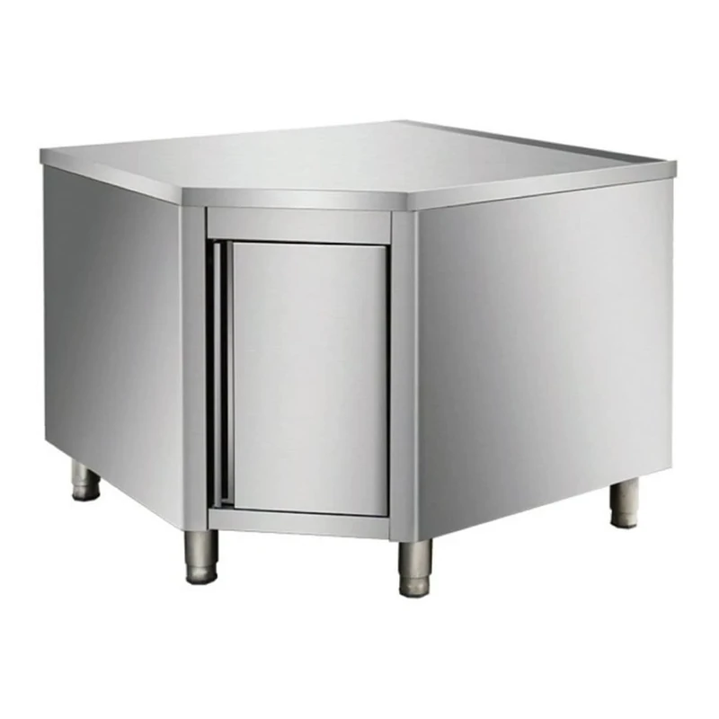 Commercial Worktop Floor Cupboard Corner Unit Hinged Door Stainless Steel Sides 700mm DA-THESR107