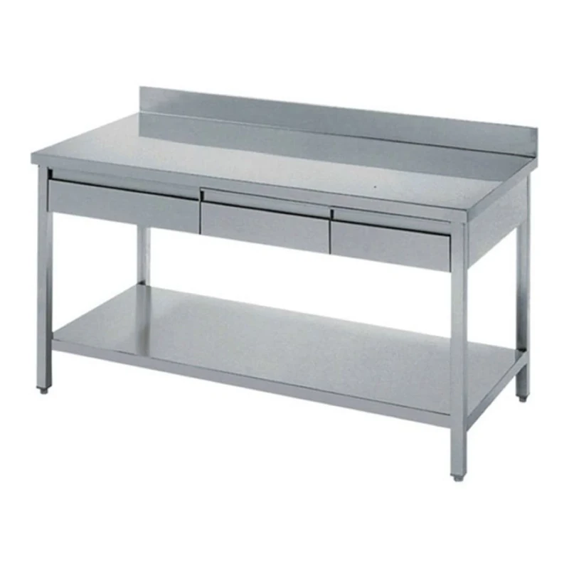 Professional Work Table 3 Drawers Stainless Steel Bottom Shelf Upstand 1600x700x900mm DA-THATS167A3D