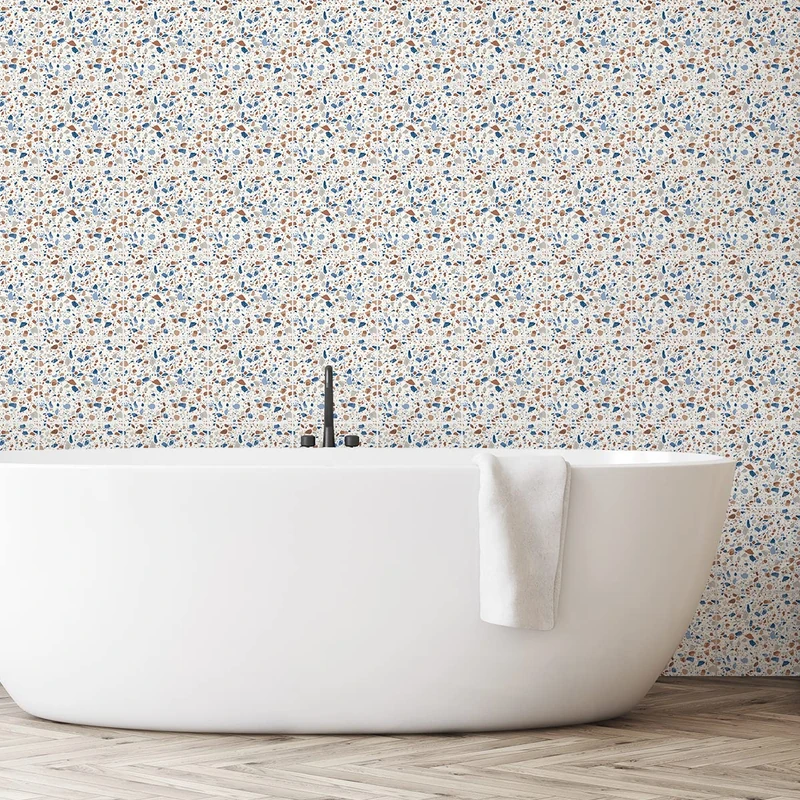 Ambiance Sticker Self-Adhesive Decorative Wall Decal Cement Tile for Bathroom and Kitchen Cruz- Pack of 60 Stickers of 15 x 15 cm