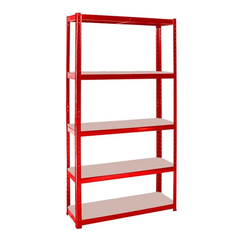 Stalwart DA-SG17515CR Commercial Heavy Duty Shelving Unit Painted Steel Red 5 Shelves 875kg Loading Capacity 700x300x1500mm