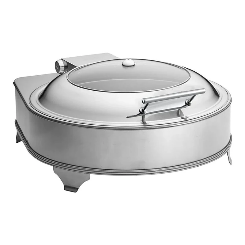 Stalwart DA-AD6002 Chafing Dish Electric Heating Round Glass lid Stainless Steel 6 litres