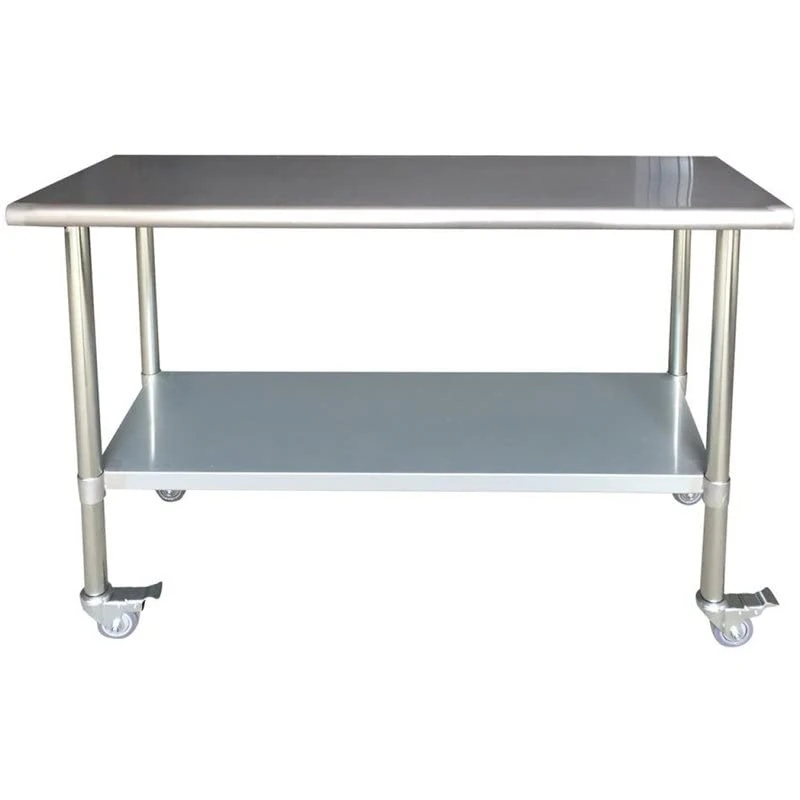 Stalwart DA-WTG600X1500C Commercial Mobile Work Table Stainless Steel Bottom Shelf 1500x600x900mm