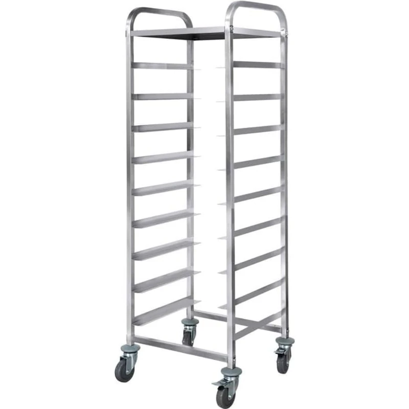 Stalwart DA-RT5509T Commercial Dishwasher Basket Trolley with Top Shelf Stainless Steel 9 Levels 550x510x1700mm